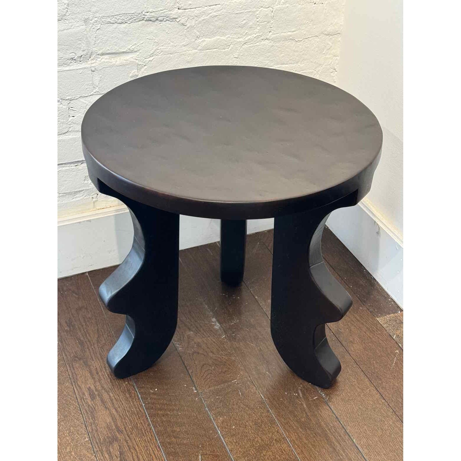 9V3UDFLP - Black Wood Side Table w/ Wavy Legs