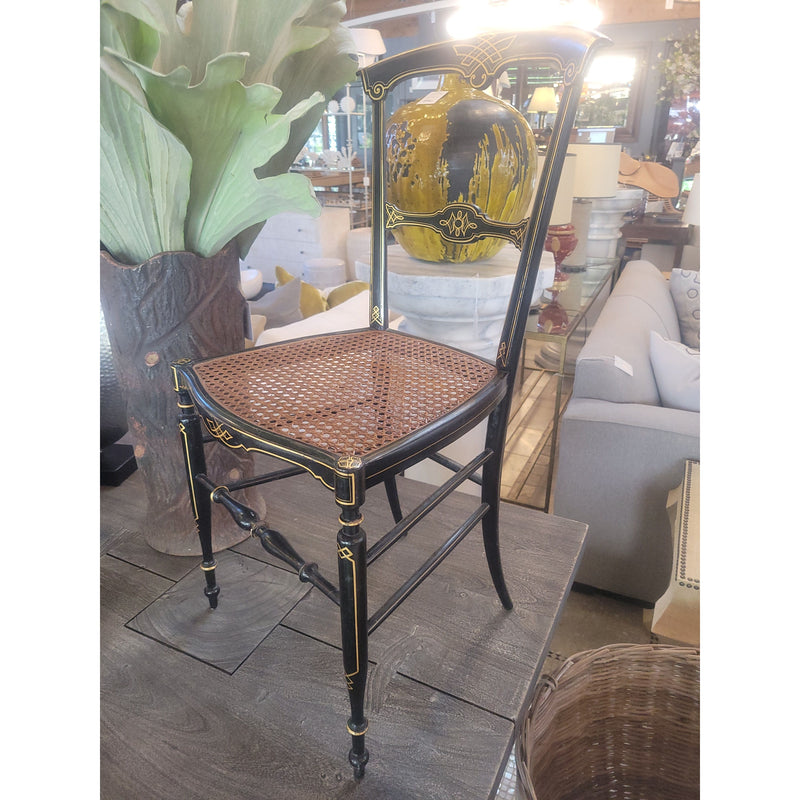 SET of 4 Antique Regency Ebonized Dining Chairs w/ Cane Seats - colletteconsignment.com