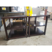 PAIR of 3-Tier Mahogany Side Tables by MG+BW