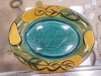 Elaine Wynn Glazed Pottery Oval Dish w/ Leaf Design