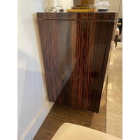 Custom Polished Macassar Ebony Bowed Front Buffet w/ Bronze Pulls - colletteconsignment.com