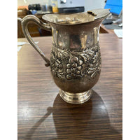 Antique Silverplate Pitcher w/ Grape Motif, 9"H x  8"Dia