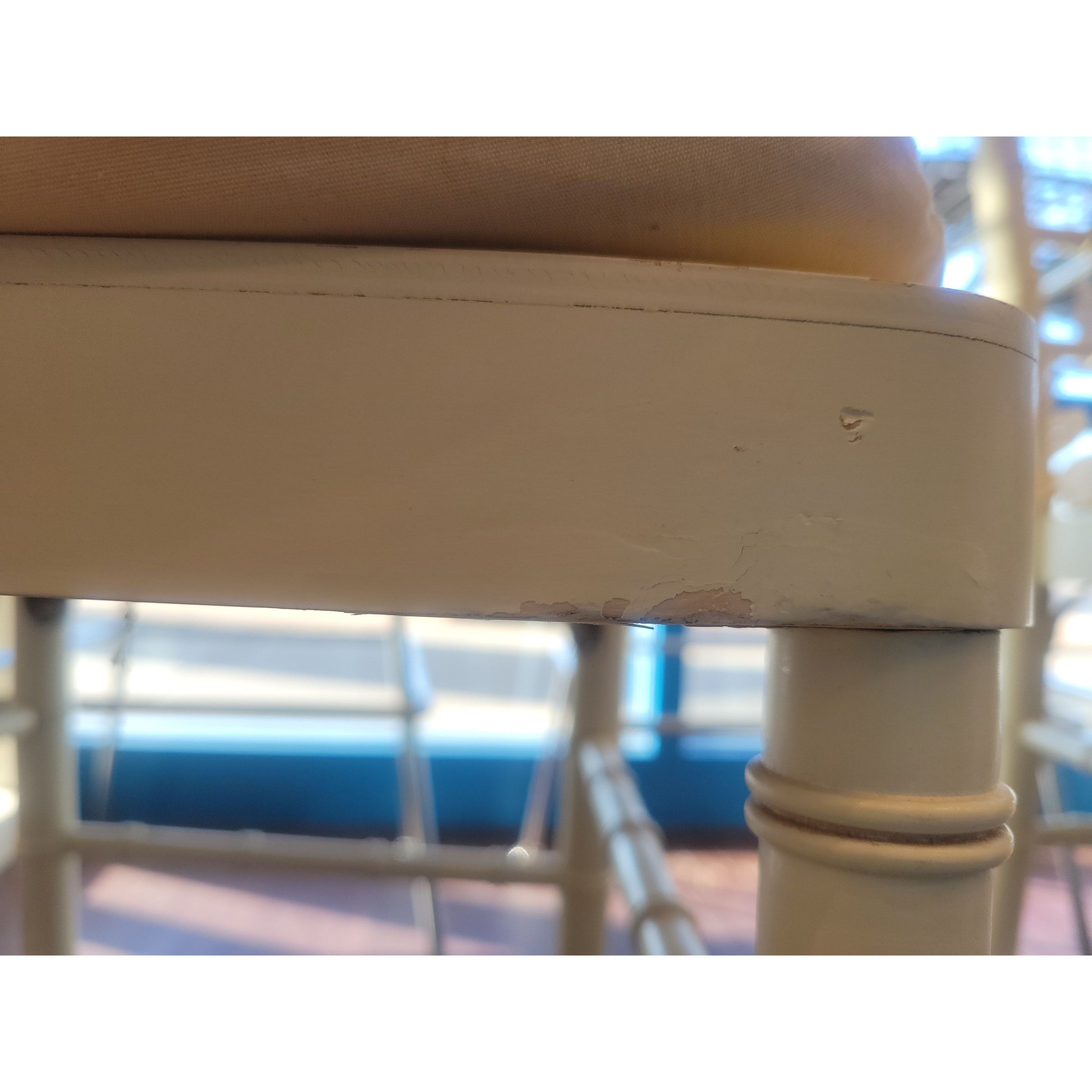 PAIR of Bulgarian Faux Bamboo Dining Chairs w/ Beige Cushions - AS IS