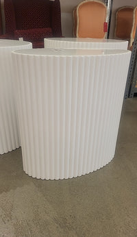 Fluted White Lacquer Oval Pedestal
