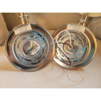 PAIR of Polished Metal Sconces w/ Frosted Glass Shades