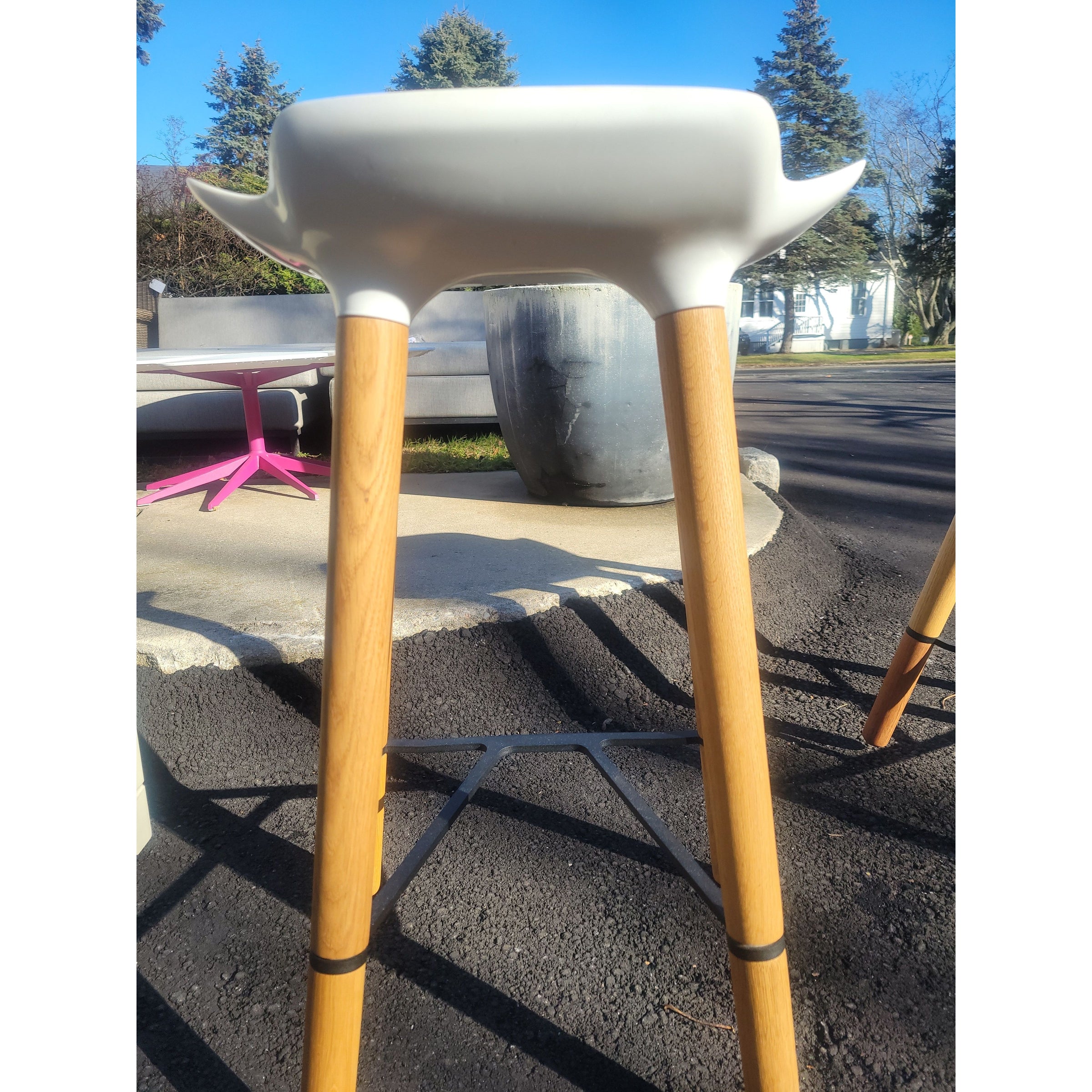 PAIR of White Pilot Counter Stools by Quinze & Milan