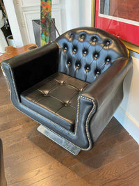 Chesterfield Leather & Nailheads Adjustable Salon Styling Chair on Metal Base