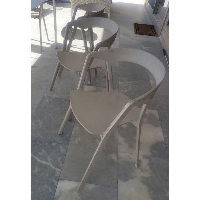 SET of 4 Beige Aluminum Dining Chairs by Kristalia - AS IS