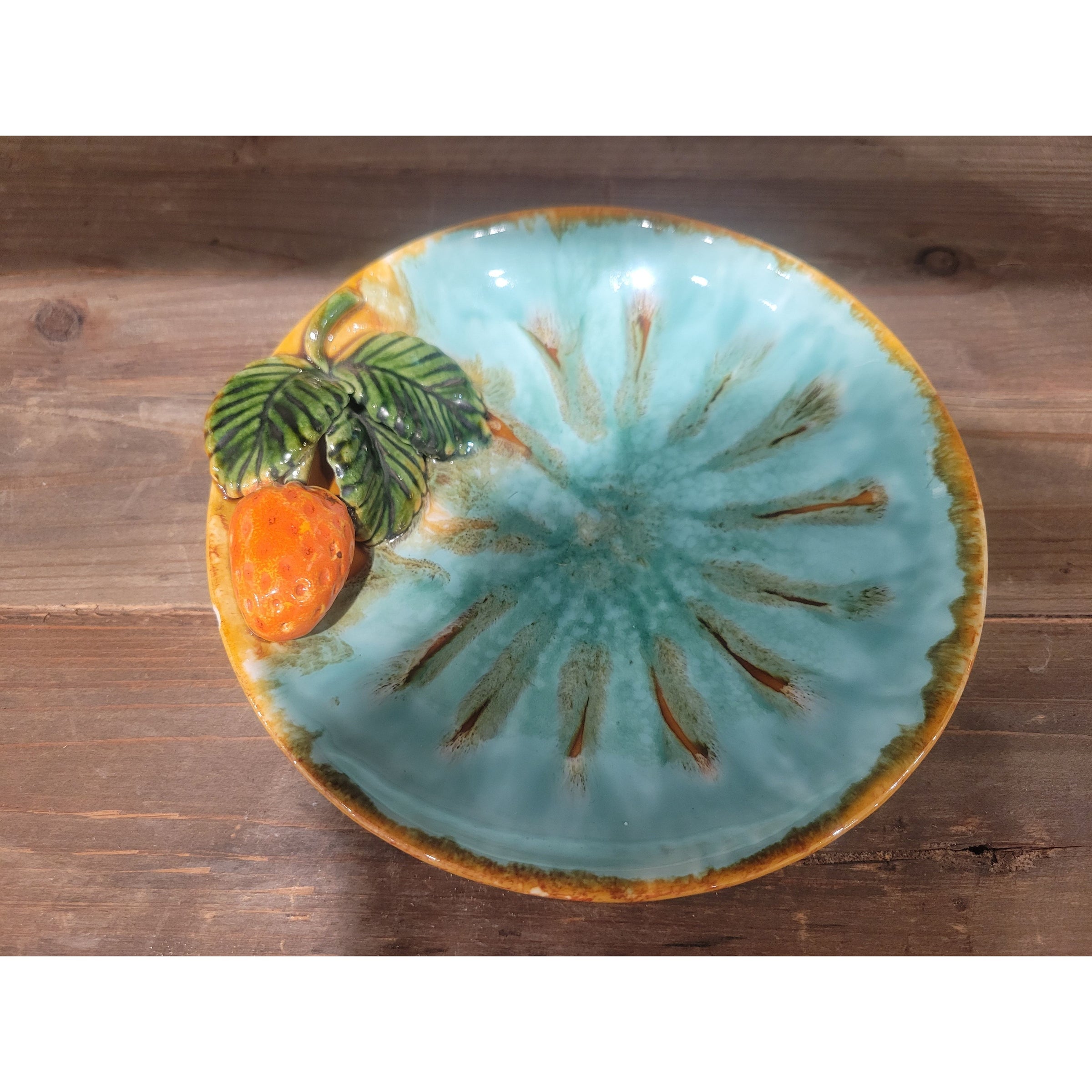 PAIR of Majolica Style Ceramic Fruit Plates by St. Peter Graz Austria