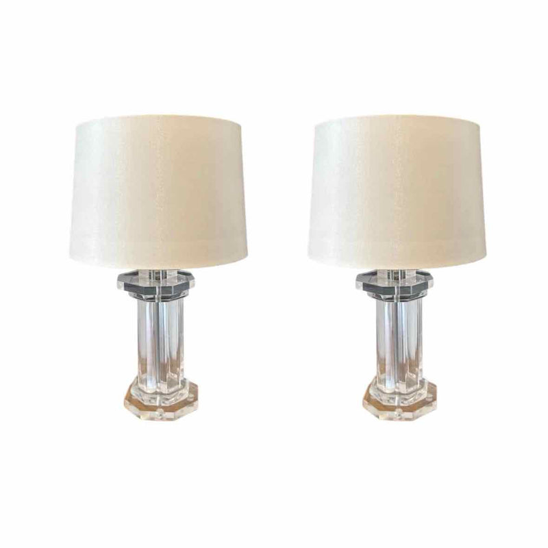 Pair of Tanner Kenzie Mid-Century Lucite Lamps with/ Lucite Finials Circa 1970's - colletteconsignment.com