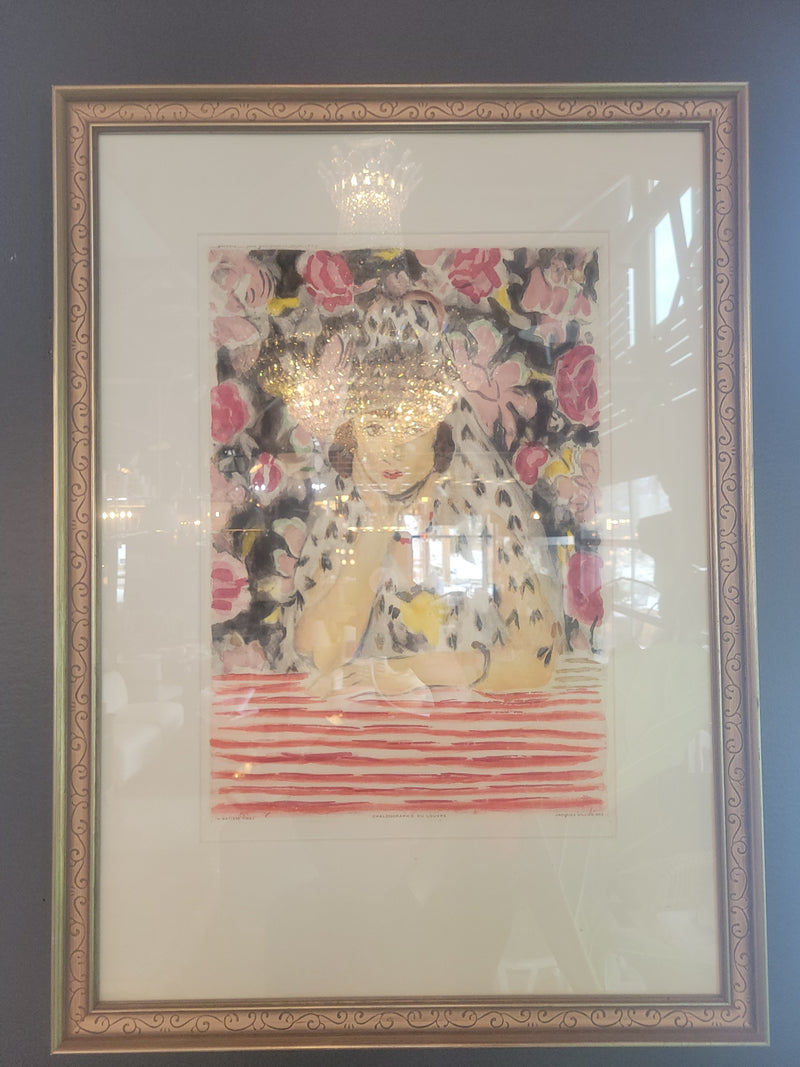 'After Henri Matisse' Louvre Etching Poster by Jacques Villon in Green Frame - colletteconsignment.com
