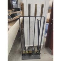 Brass Tipped Fireplace Tool Set w/ Stand