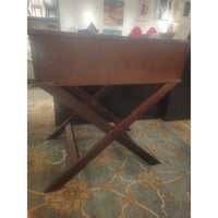 PAIR of Espresso Wood & Nickel 1-Drawer Side Tables