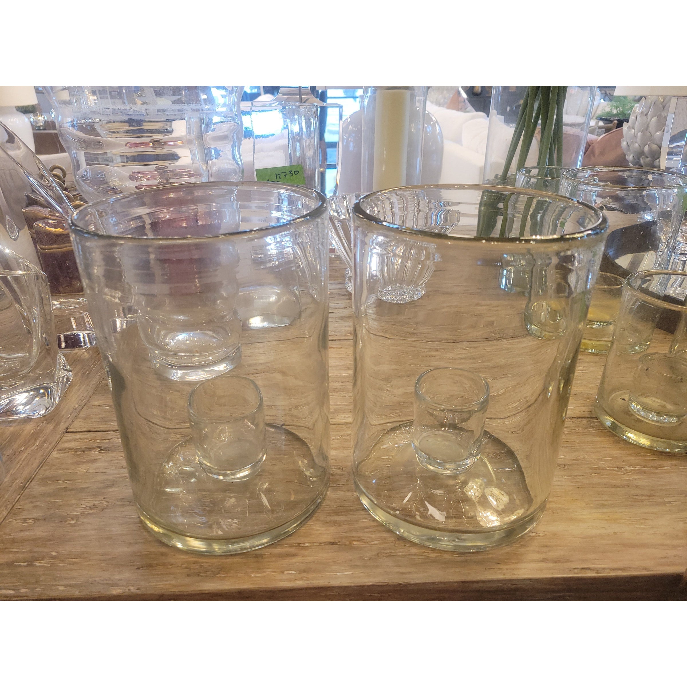 PAIR of Lg Glass Candle Holders