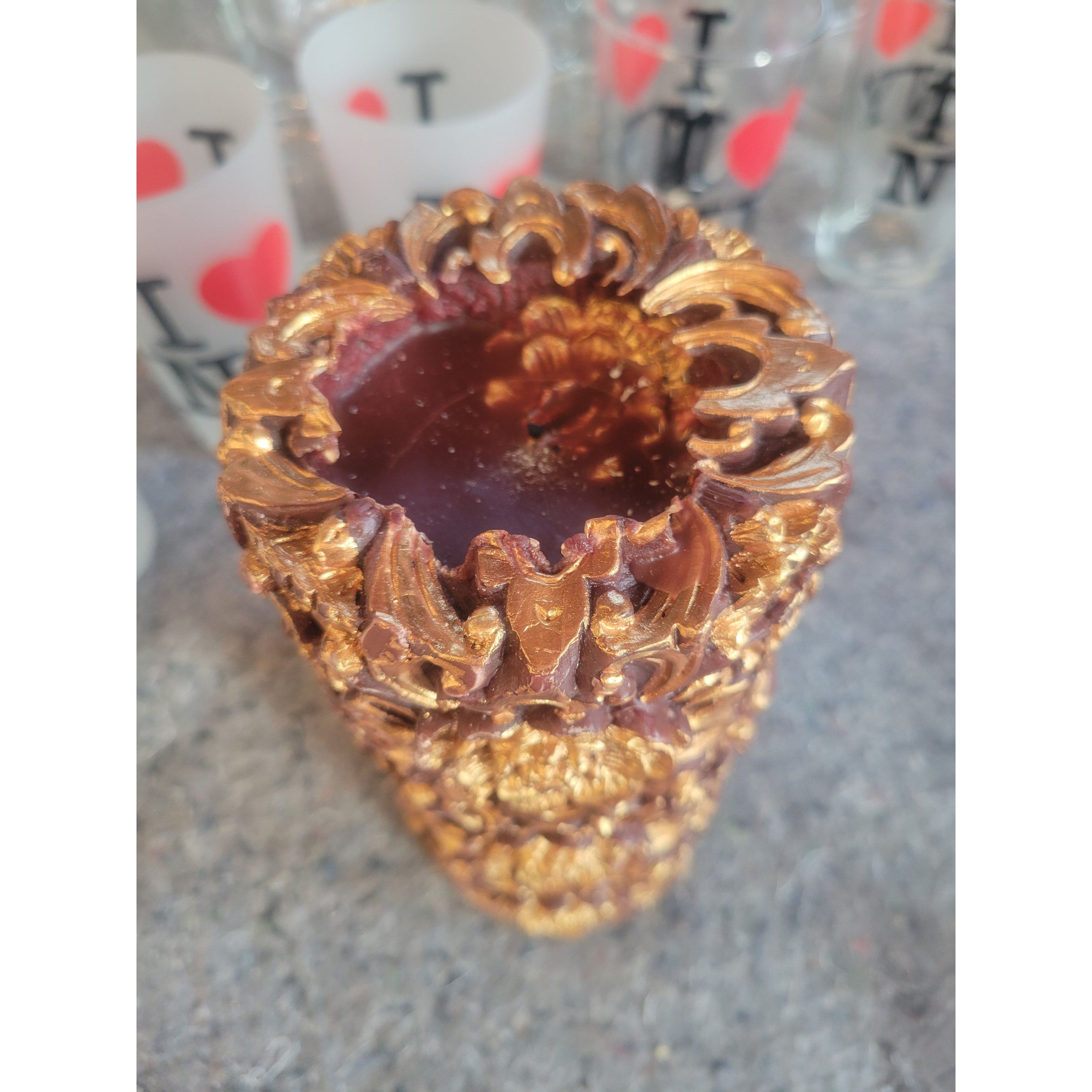 Carved Floral Pillar Candle