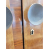 Vintage 3 Door Mottled Wood Armoire w/ Brass Door Pulls - AS IS