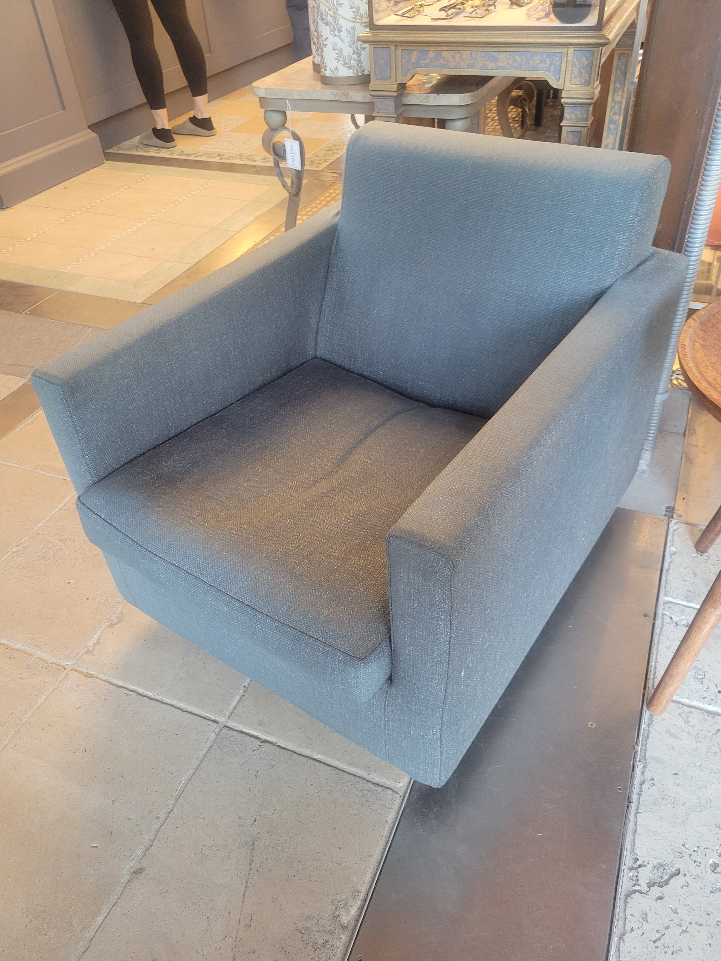 Blue Gray Fabric Lounge Chair by Cappellini (AS IS)