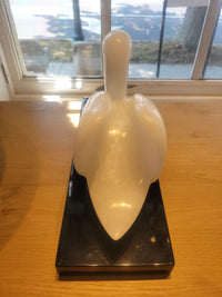 'Swan II' White Alabaster Sculpture on Marble Base by Robert L. Hooke