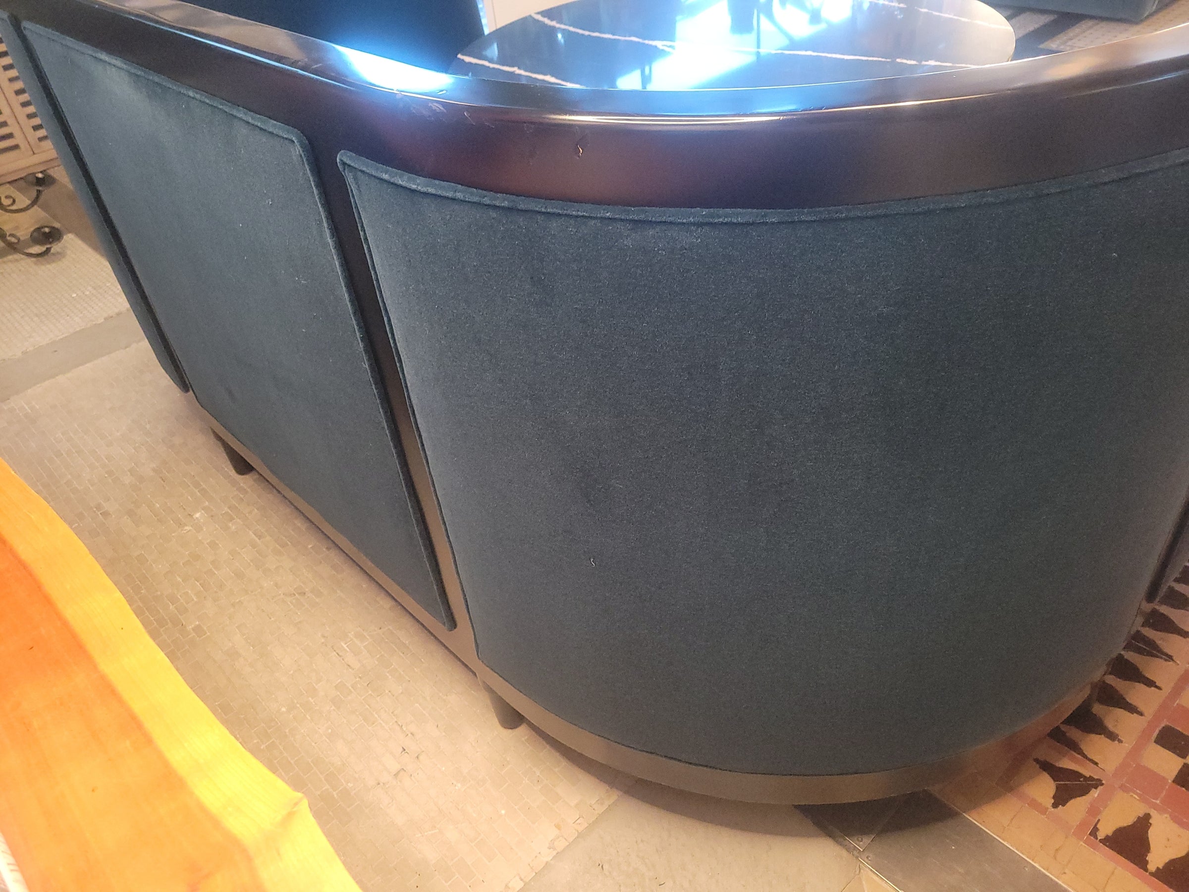 Custom U-Shaped Mohair Banquet w/ Wood Frame (AS IS)