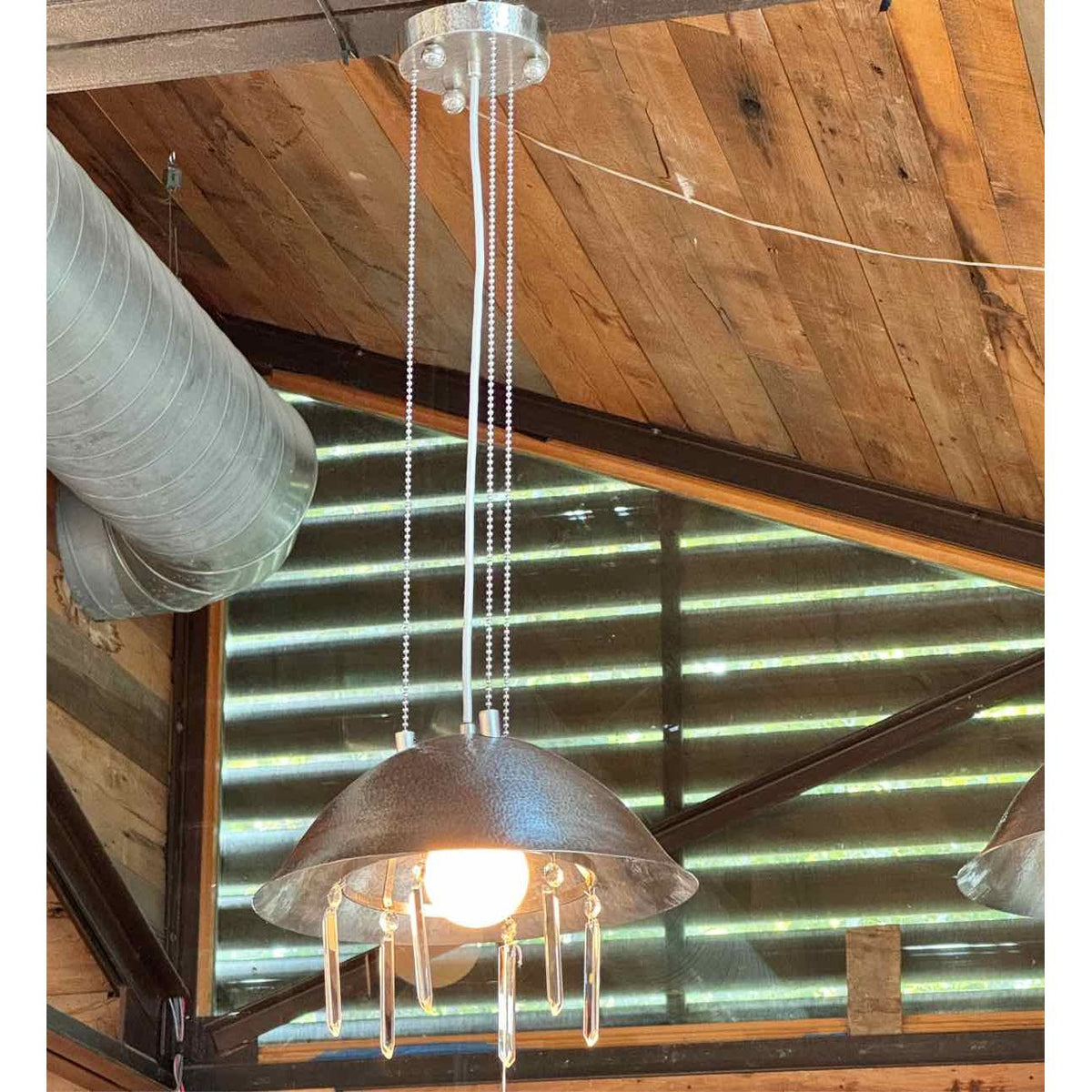 Art Nouveau Nickel & Crystal Pendant by Josef Hoffmann for WOKA Lamps Vienna