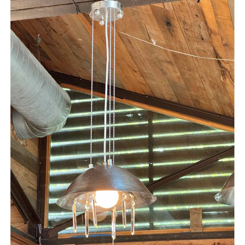 Art Nouveau Nickel & Crystal Pendant by Josef Hoffmann for WOKA Lamps Vienna