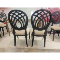 SET of 6 Italian Ebony Chairs w/ Fabric Seats by Costantini Pietro - colletteconsignment.com