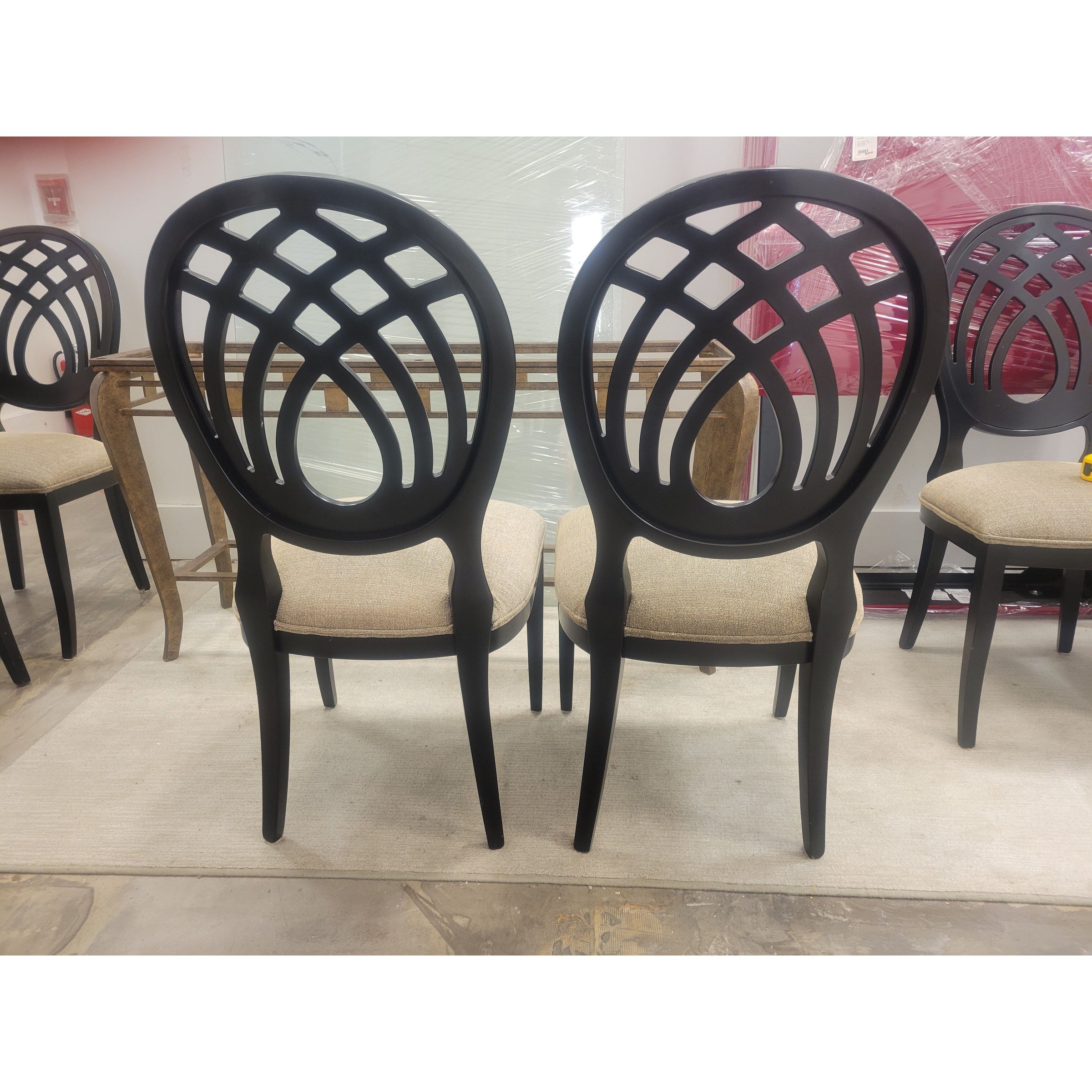 SET of 6 Italian Ebony Chairs w/ Fabric Seats by Costantini Pietro - colletteconsignment.com