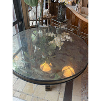 Neoclassical Steel & Mirrored Glass 4-ft Round Table by Niermann Weeks