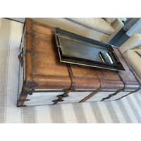 Vintage Wood & Leather Steamer Trunk Coffee Table