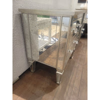 PAIR of Antiqued Mirror Glass Nightstands