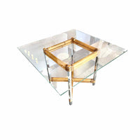 Custom Glasstop Dining Table w/ Bamboo & Chrome Base