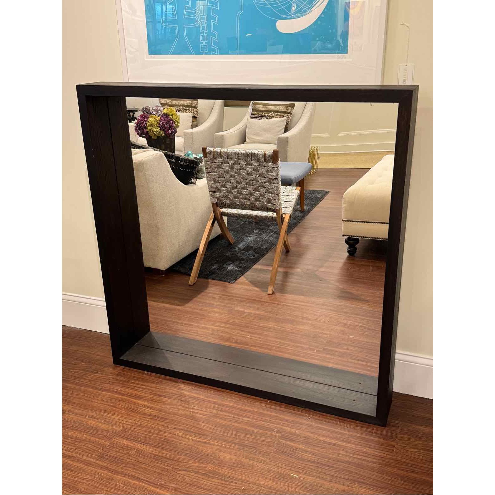 Recessed Mirror w/ Dark Wood Frame 4'Sq