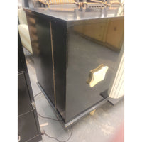 Custom 1960s Black & White Wood Bar Cabinet w/ Original Zenith TV - colletteconsignment.com