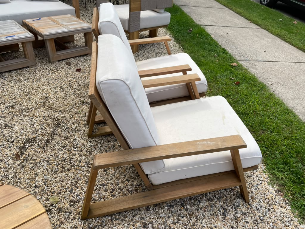 Pair of Outdoor Teak Lounge Chairs