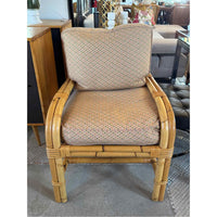 PAIR of Bamboo Chairs w/ Diamond Pattern Cushions