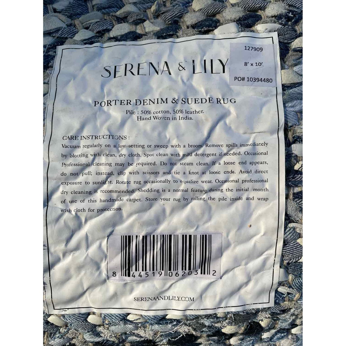 8' x 10' Porter Handwoven Denim & Suede Rug by Serena & Lily