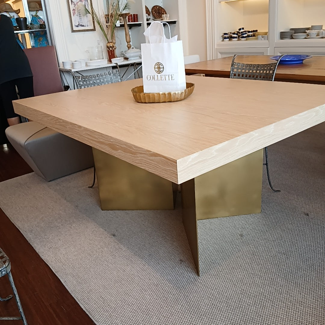 Custom 5-ft Light Wood Dining Table w/ Base