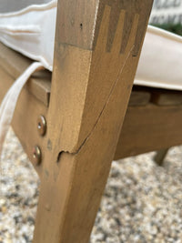 Pair of Teak Outdoor Dining Chair w/ White Cushions