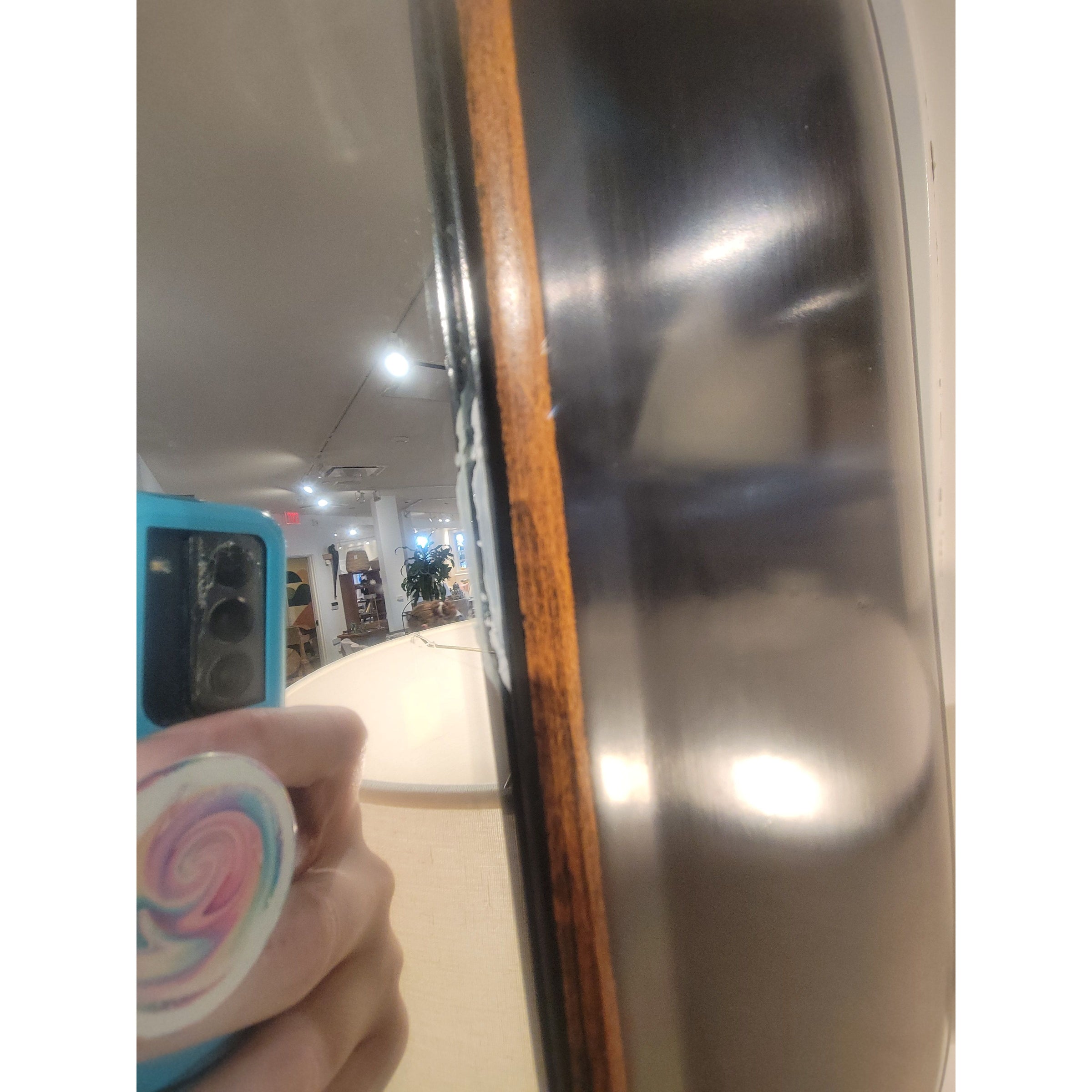 Black Wood Mirror w/ Brown Trim - AS IS - colletteconsignment.com