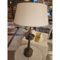 XL Antique Tibetan Bronzed Metal Table Lamp w/ Shade