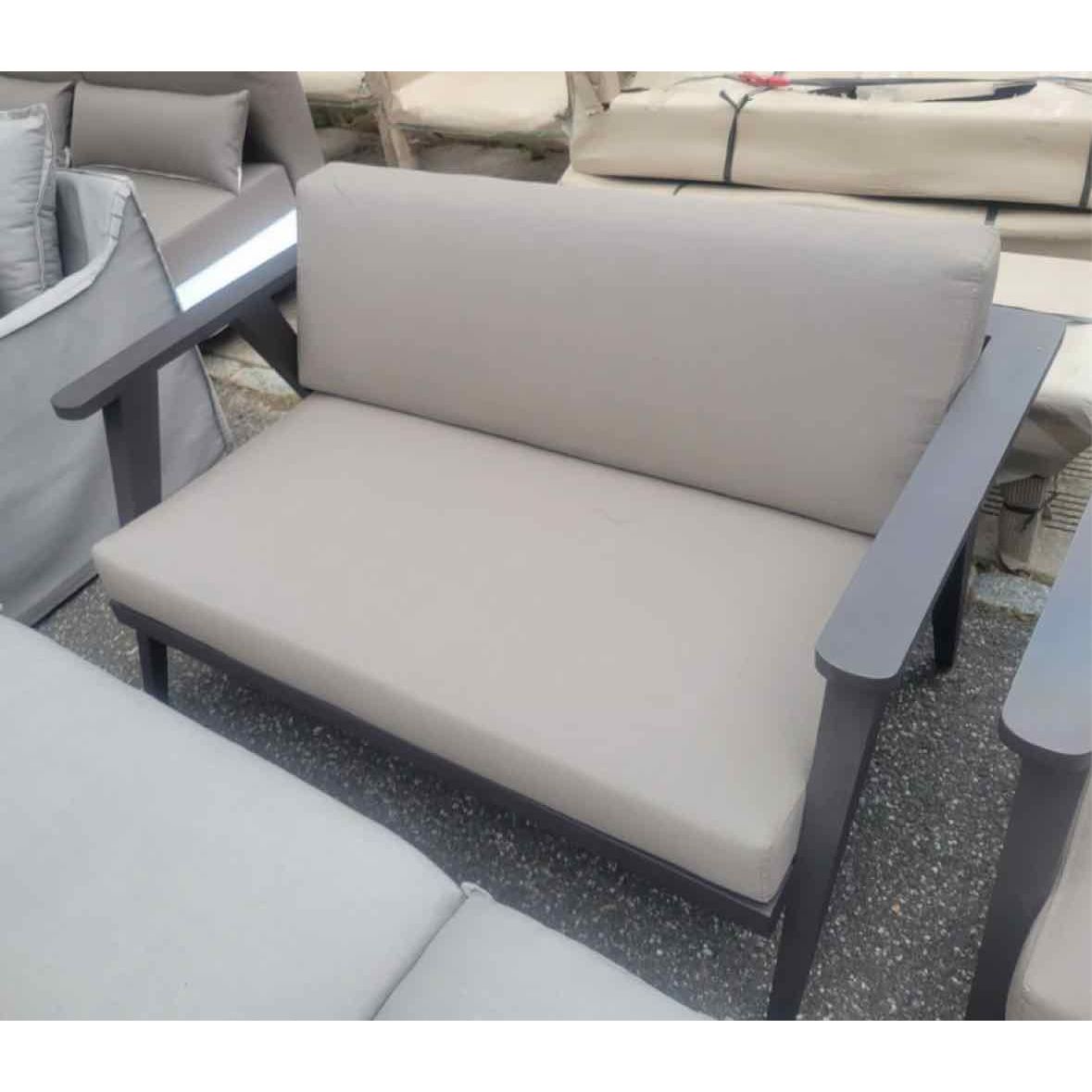 SET of Diamond Dust Metal Outdoor Loveseat & Chair by Walters Outdoor