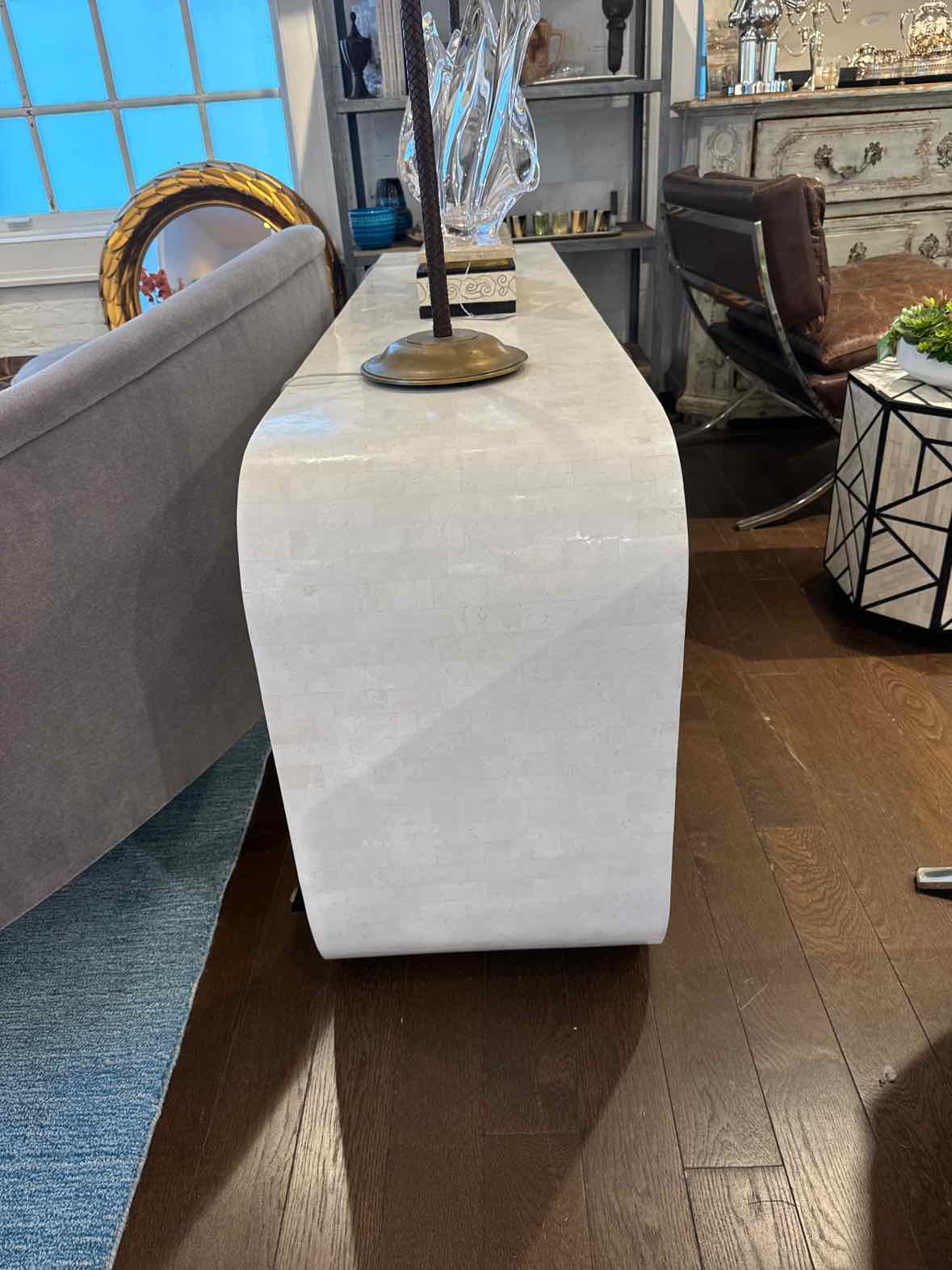 Maitland Smith Tessellated Marble Console Table 69"Lx16"Dx27"H