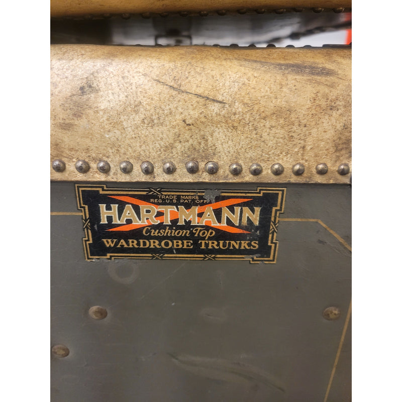Vintage Hartmann Cushion Top Wardrobe Steamer Trunk