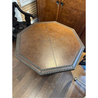 Octagonal Leather Table w/ Large Nailheads - colletteconsignment.com