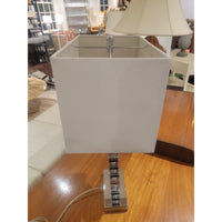 Paved 2-Tone Crystal & Chrome Table Lamp w/ Linen Shade