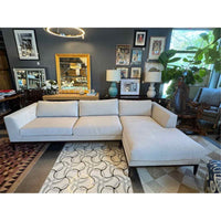 Italia Taper Arm Perf. Velvet Chaise Sofa on Burnished Bronze Base by RH