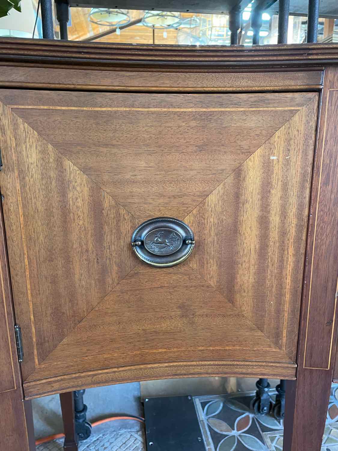 Vintage Dark Wood Buffet w/ Brass Pulls (AS IS)