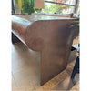 Mid-Century Curved Wood 1-Drawer Desk w/ Iron Legs