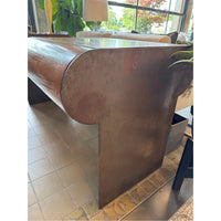 Mid-Century Curved Wood 1-Drawer Desk w/ Iron Legs