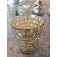Set of 5 Large Hexagonal Mercury Glass Candle Holders